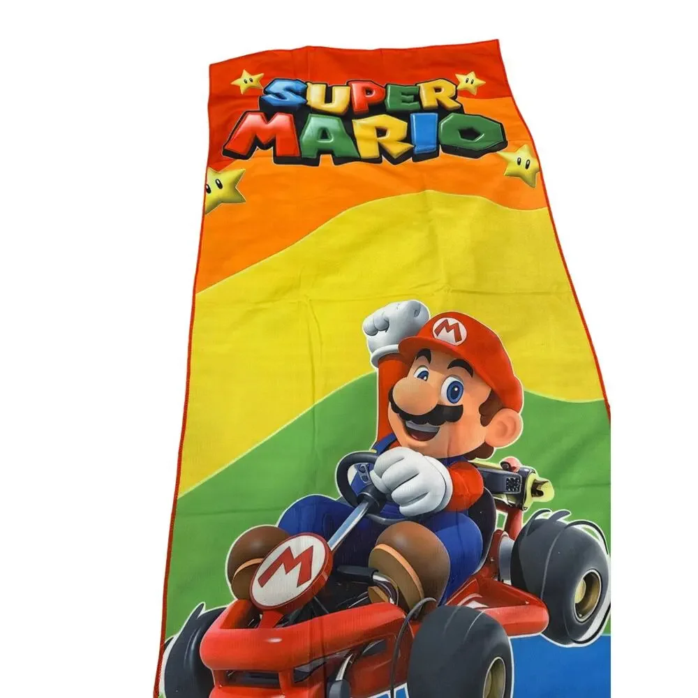 Mario Bros go kart colorful beach towel